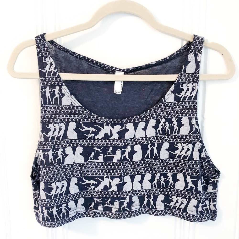 American Apparel Dancing Lady Navy Crop Top